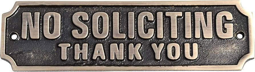 Brass No Soliciting Thank You Sign 6" - Solid Brass Wall Plaque - No Soliciting Thank You Thank Y... | Amazon (US)