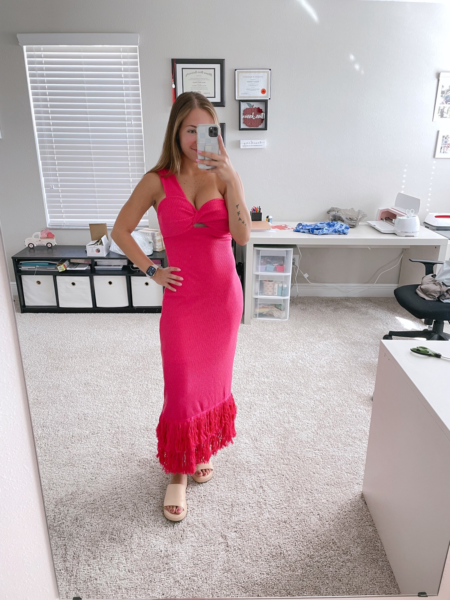 Vacation dress. 💗

Travel outfit. Summer dress. Pink fringe dress. Pink dress. One shoulder dress  

#LTKfindsunder50 #LTKtravel