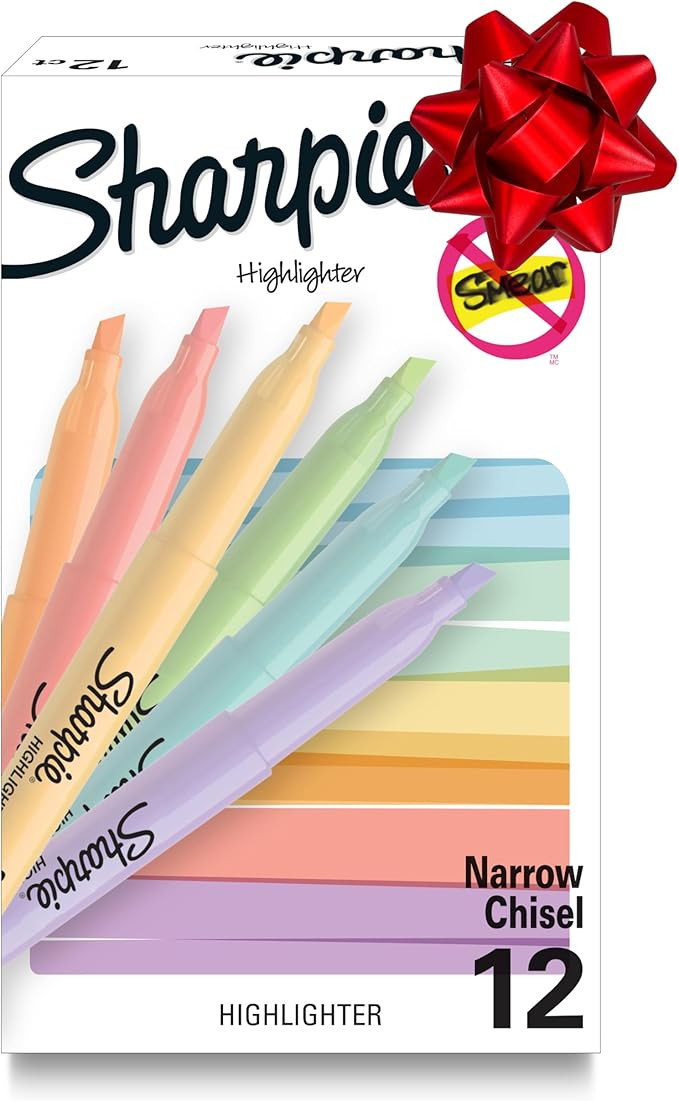 Sharpie Pocket Highlighters, Mild Pastel Colors, Assorted, Chisel Tip, 12 Count - School, Home, a... | Amazon (US)