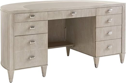 Sligh Dylan 62.25" Wood Demilune Writing Desk in Brown - Gray | Amazon (US)