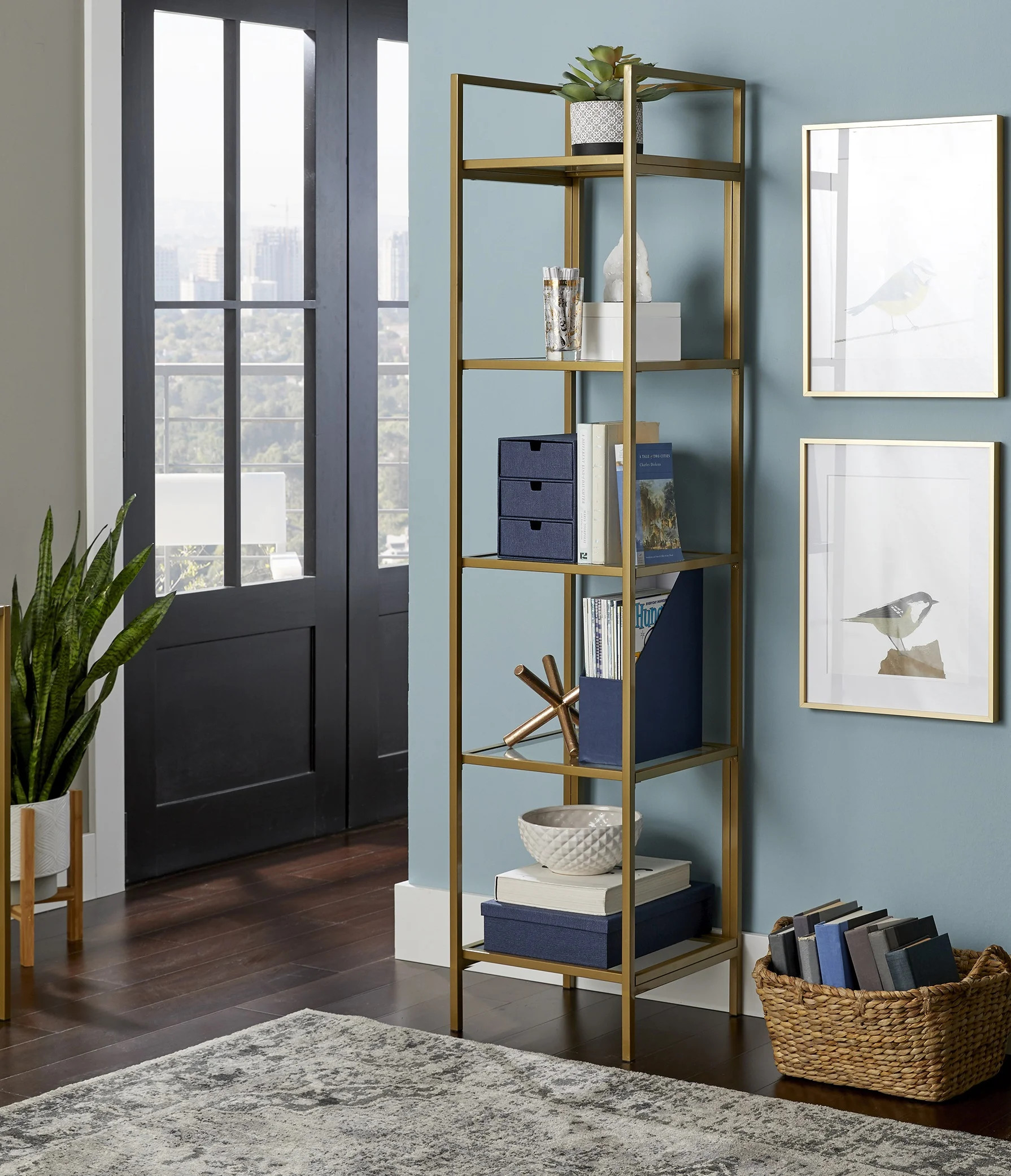 Better Homes & Gardens Nola Narrow Bookcase, Gold Finish | Walmart (US)