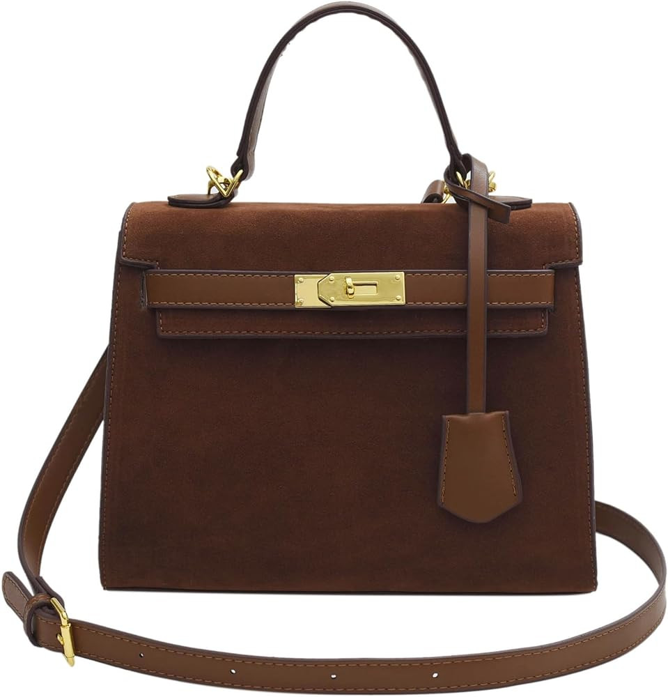 Top Handle Satchel Vintage Top Handle Bag Suede Leather Women Handbags Purse Mini Satchel Bags Sh... | Amazon (US)
