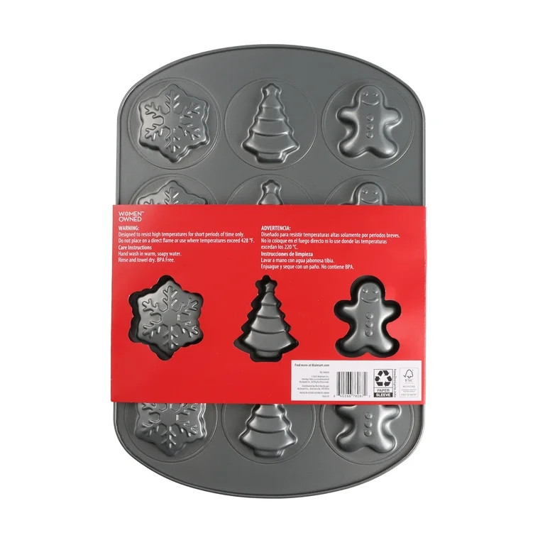 Carbon Steel 12-Cavity Christmas Cookie Pan, 11.2" x 16.54", by Holiday Time | Walmart (US)