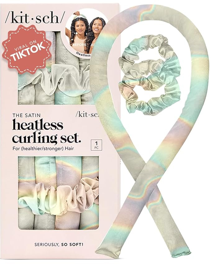 Kitsch Satin Heatless Curling Set - Overnight Hair Rollers for Soft Curls, Curling Rod Headband, ... | Amazon (US)