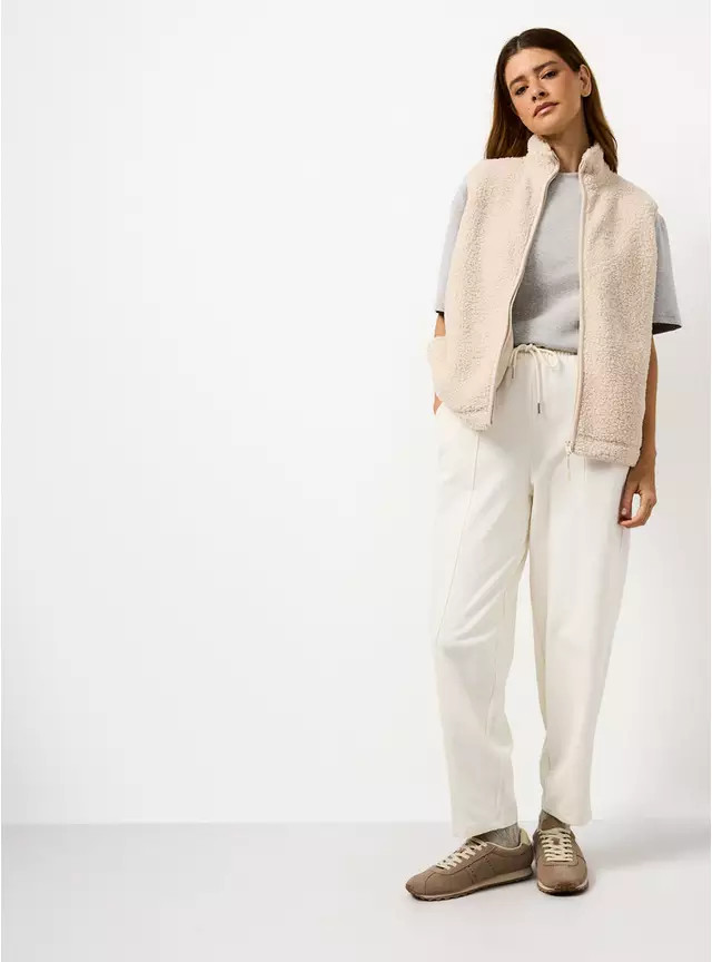 Cream Borg Fleece Gilet M | Tu Clothing