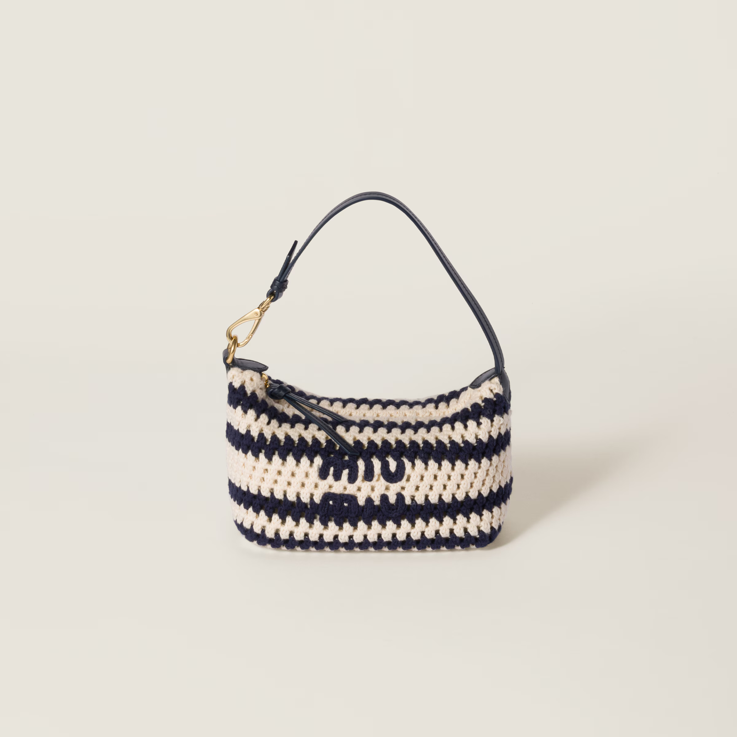 Blue/white Crochet Pouch | Miu Miu | Miu Miu UK