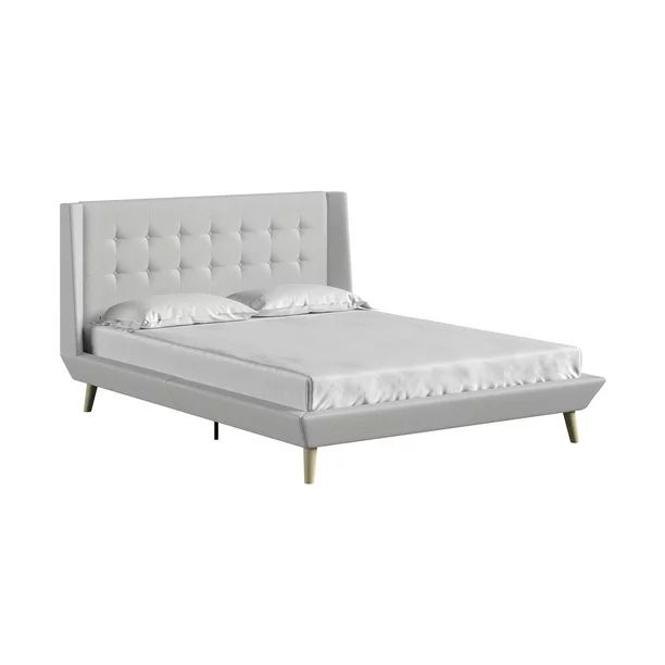 Queer Eye Farnsworth Upholstered Bed with Low Profile Platform Frame, Queen, Light Gray Linen - W... | Walmart (US)
