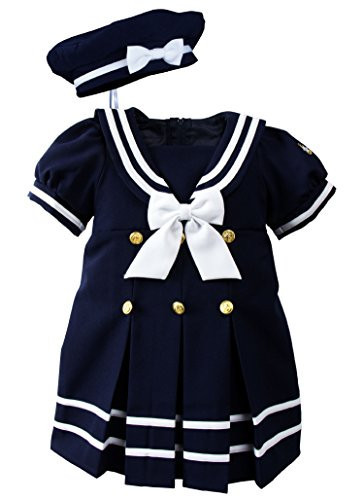 Spring Notion Baby Toddler Girls Nautical Sailor Dress with Hat Style-A Extra Large /18-24 Months Navy | Amazon (US)