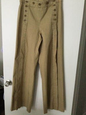 J.Crew Tan High Rise Button Front Wide Leg Cotton Pants EWomen Sz 6 Sailor Boho | eBay US
