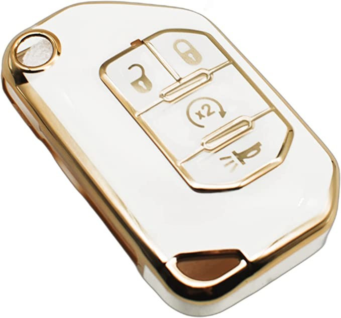 Amazon.com: FEYOUN Key Fob Cover Compatible with Jeep Gladiator Wrangler Flip 4 Buttons TPU Remot... | Amazon (US)
