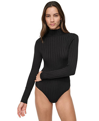 DKNY Jeans Women's Ribbed Mock Neck Bodysuit - Macy's | Macy's