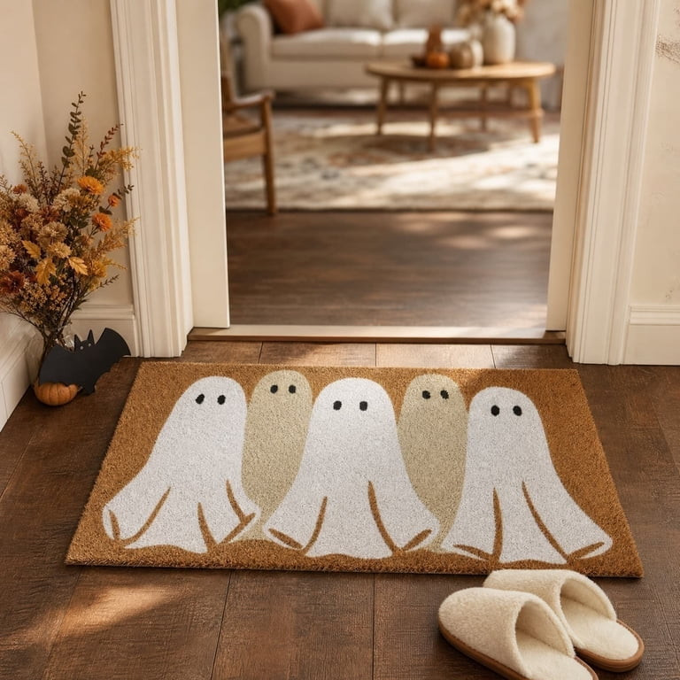 2026 new Summerween Neutral Ghost Coir Doormat, Cute Spooky 5-Ghost Halloween Front Porch Mat, No... | Walmart (US)
