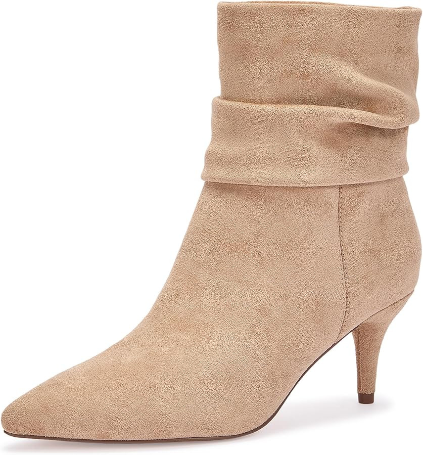 CosyFever Sexy Slouch Ankle Boots for Women with Fashion Mid Stiletto Heels Pointed Toe Bootie | Amazon (US)