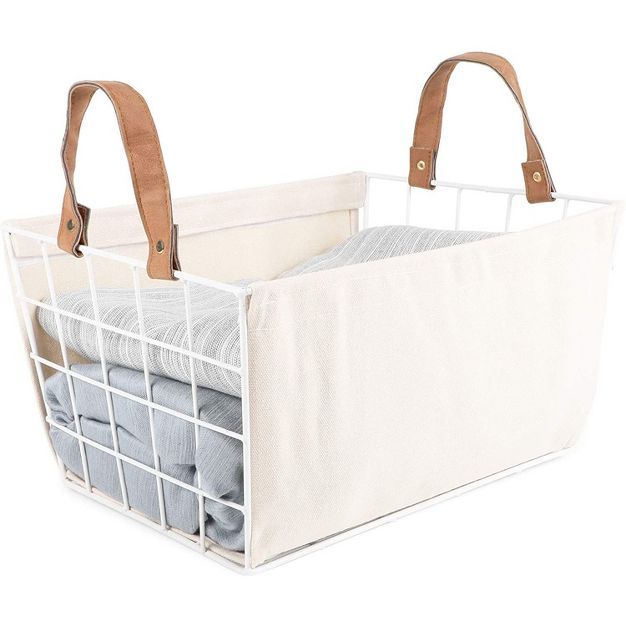 Farmlyn Creek Metal Wire Storage Basket with Handles, Farmhouse Home Storage with Liner (13.1 x 9... | Target