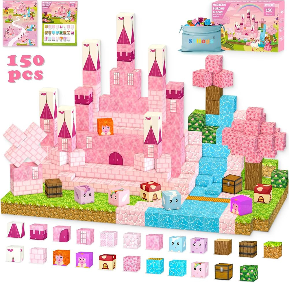 150PCS Magnetic Blocks Princess Toys, STEM Magnetic Building Blocks Construction Toys for Kids To... | Amazon (US)