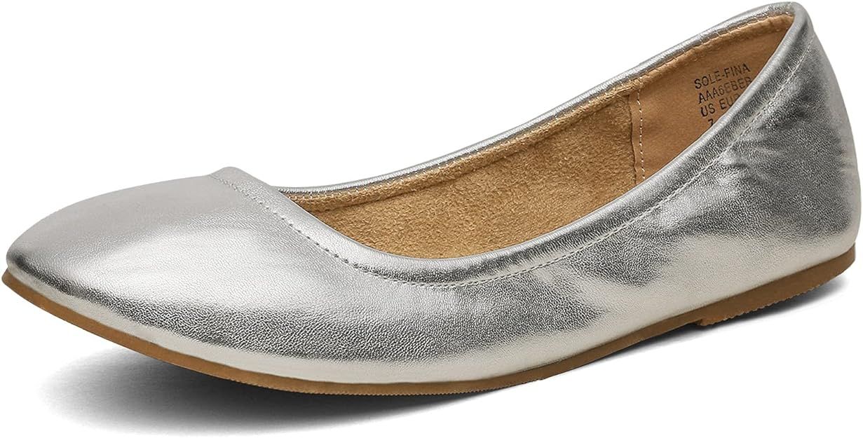 DREAM PAIRS Women's Sole-fina Solid Plain Walking Classic Ballet Flats Shoes | Amazon (US)