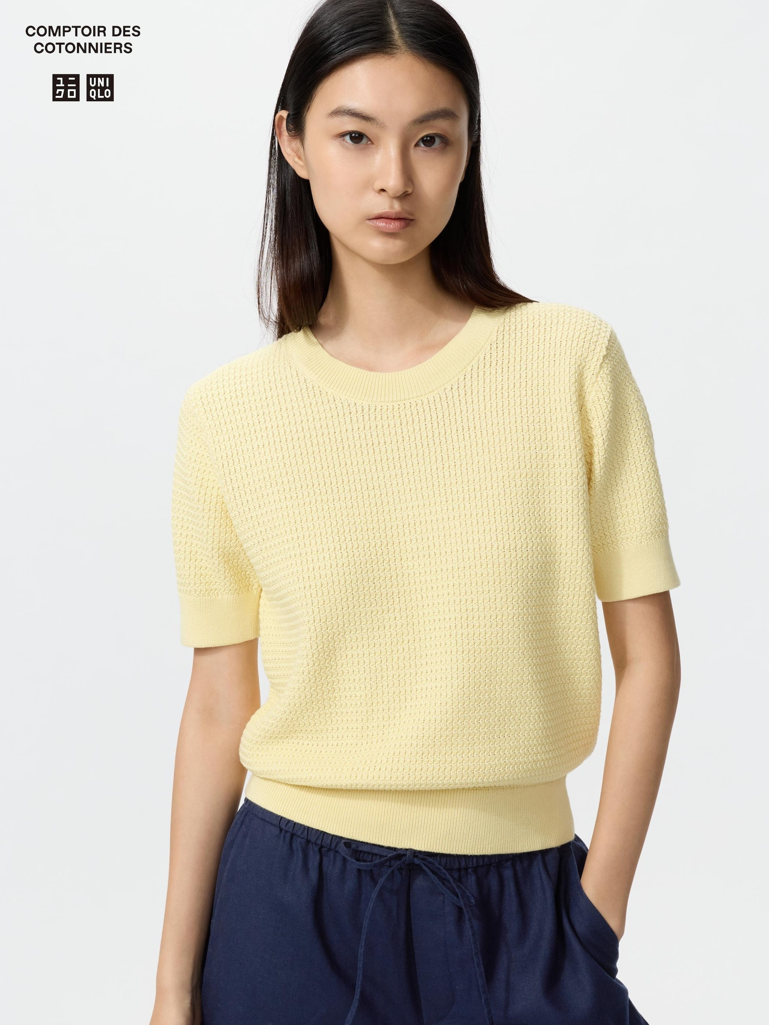 Women's Cotton Short Sleeve Sweater Yellow Medium UNIQLO US | UNIQLO (US)