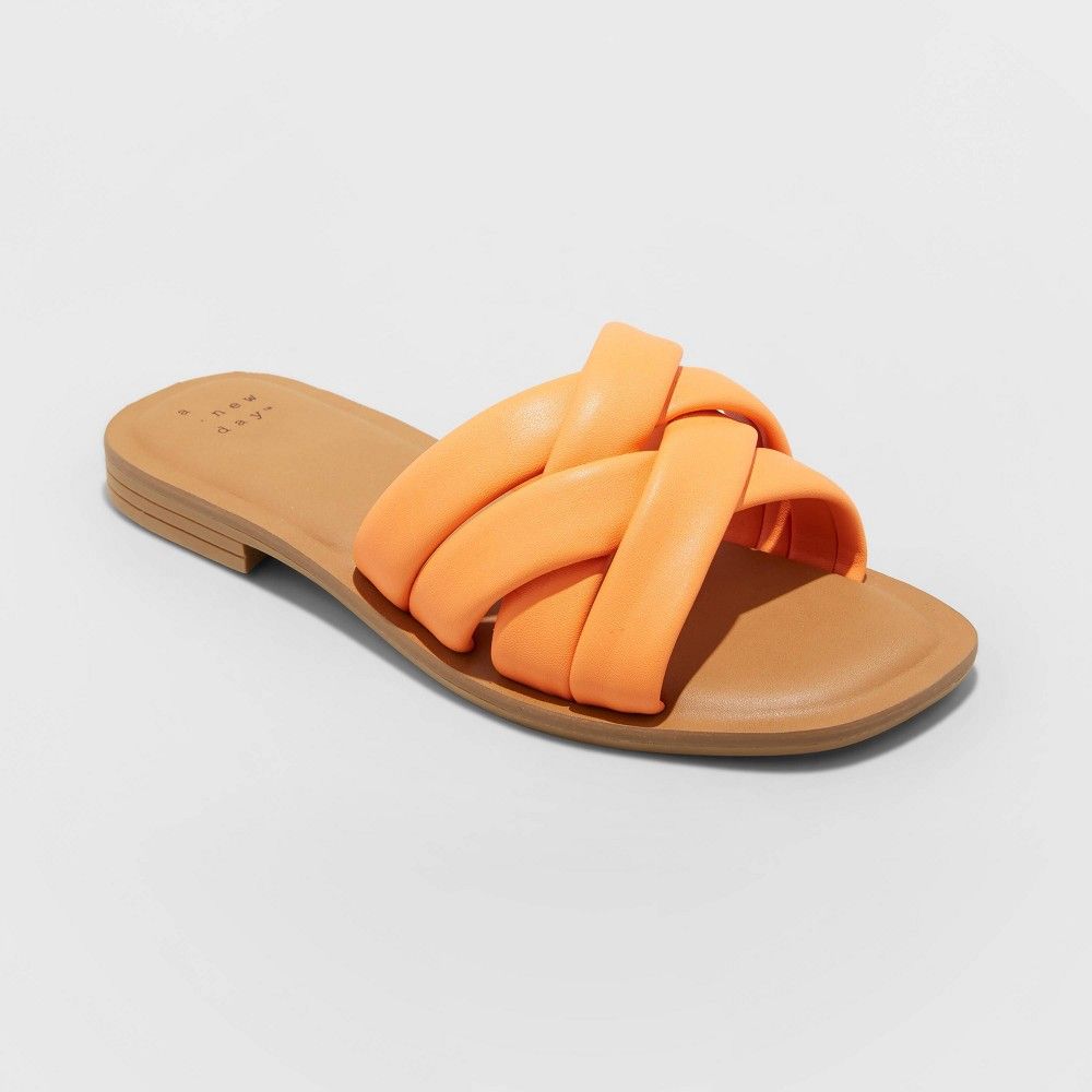 Women's Rory Padded Slide Sandals - A New Day Orange 9.5 | Target