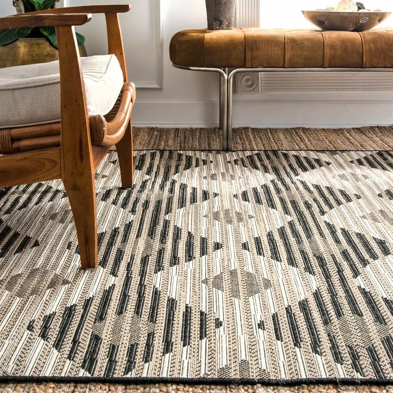 Jossi Beige/Black Indoor/Outdoor Area Rug | Wayfair North America