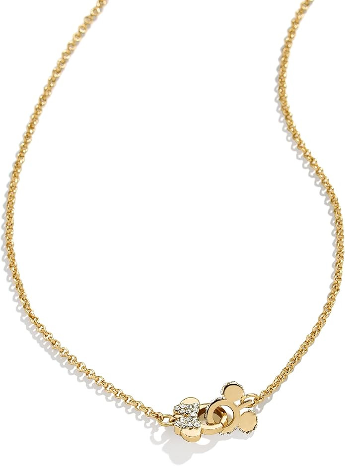 BaubleBar Mickey Mouse & Minnie Mouse Disney Better Half Necklace - Clear/Gold | Amazon (US)
