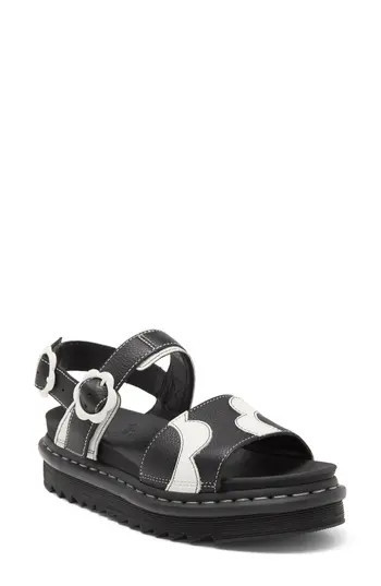Dr. Martens Voss Mono Floral Slingback Sandal in Black/White Pisa at Nordstrom Rack, Size 11Us/ 9Uk | Nordstrom Rack