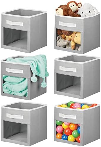 mDesign Soft Fabric Closet Storage Organizer Cube Bin Box, Clear Window and Handle - for Child/Ki... | Amazon (US)