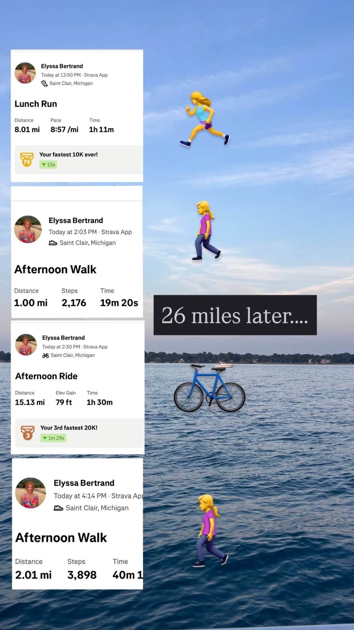 🏃‍♀️ 🚶‍♀️ 🚲 🚶‍♀️ 26 miles later……….