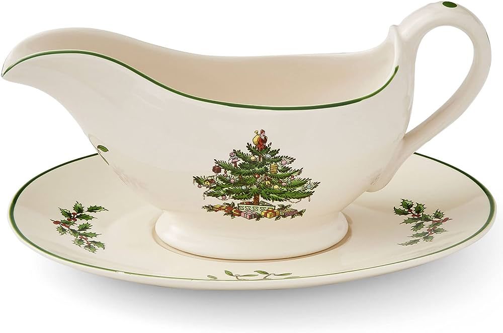Spode Christmas Tree Collection Gravy Boat and Stand, Sauce Boat, and Tray, 9-Ounce, Made of Fine... | Amazon (US)