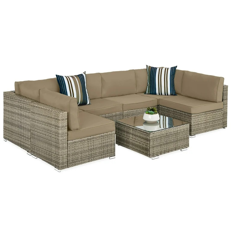Best Choice Products 7-Piece Outdoor Modular Patio Conversation Furniture, Wicker Sectional Set -... | Walmart (US)