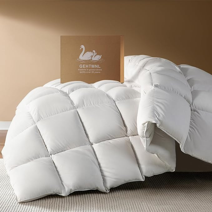 Goose Down Fiber Comforter Oversized King Size – All Season Naturally Breathable Down Comforter... | Amazon (US)