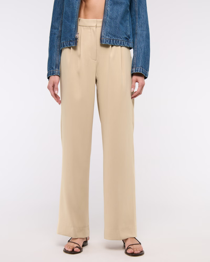 A&F Sloane Crepe Tailored Wide Leg Pant | Abercrombie & Fitch (US)