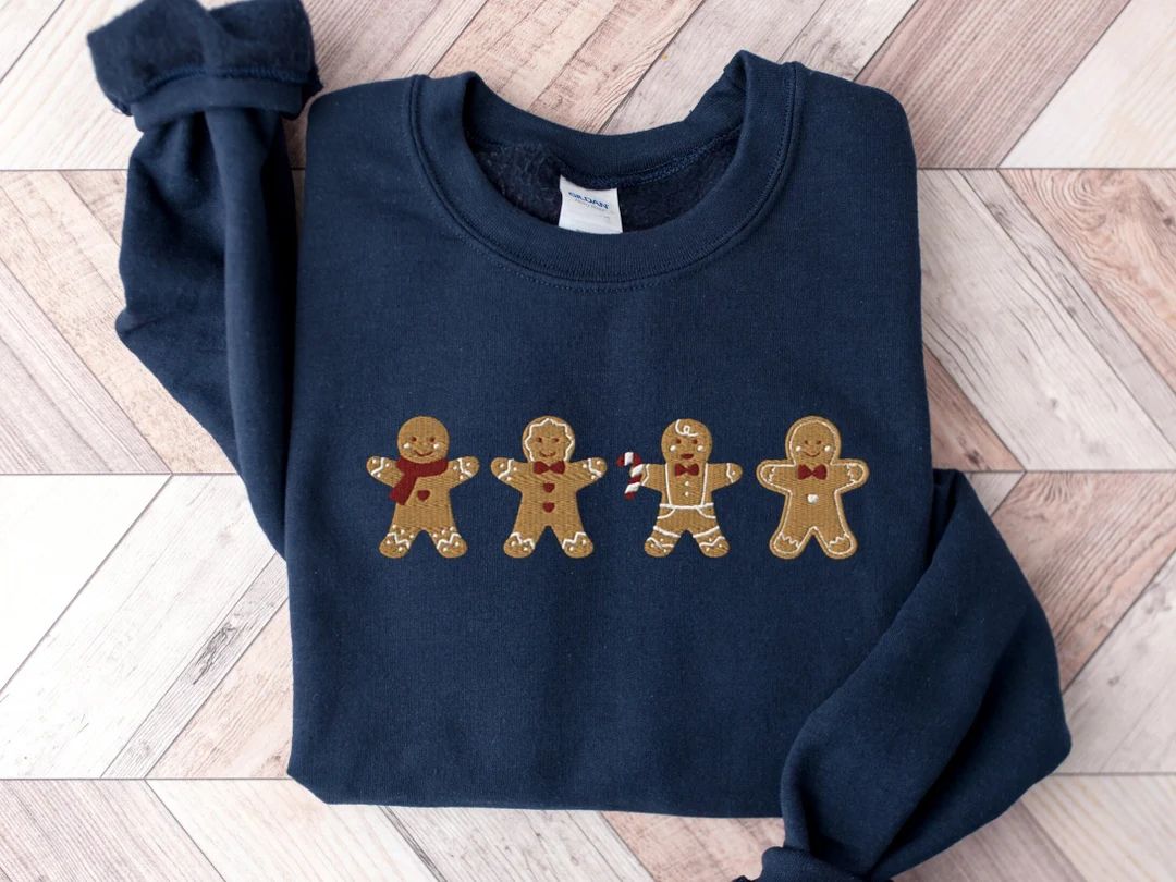 Embroidered Gingerbread Cookies Sweatshirt Gingerbread - Etsy | Etsy (US)