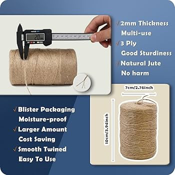 PerkHomy Natural Jute Twine 600 Feet Long Twine String for Crafts Gift Wrapping Packing Gardening... | Amazon (US)