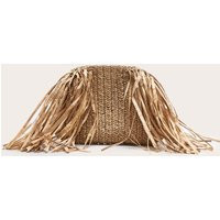 Camel Slouchy Raffia Fringe Clutch, Camel | PrettyLittleThing IE