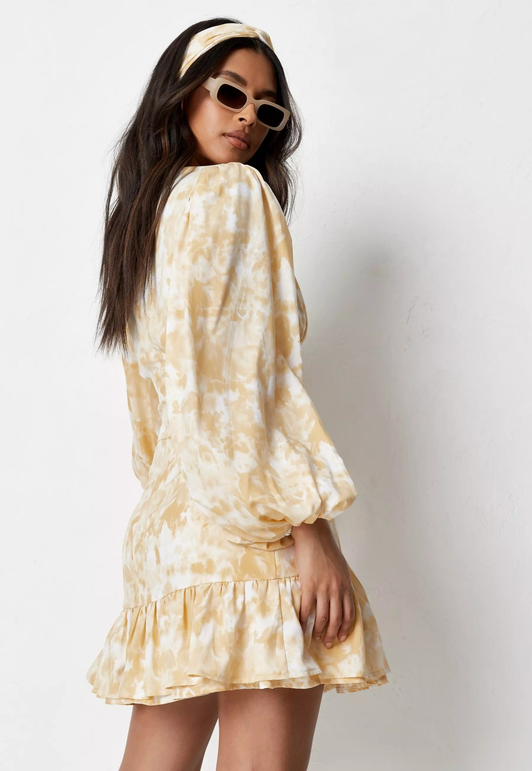 Mustard Co Ord Tie Dye Raffia Belted Mini Dress | Missguided (UK & IE)