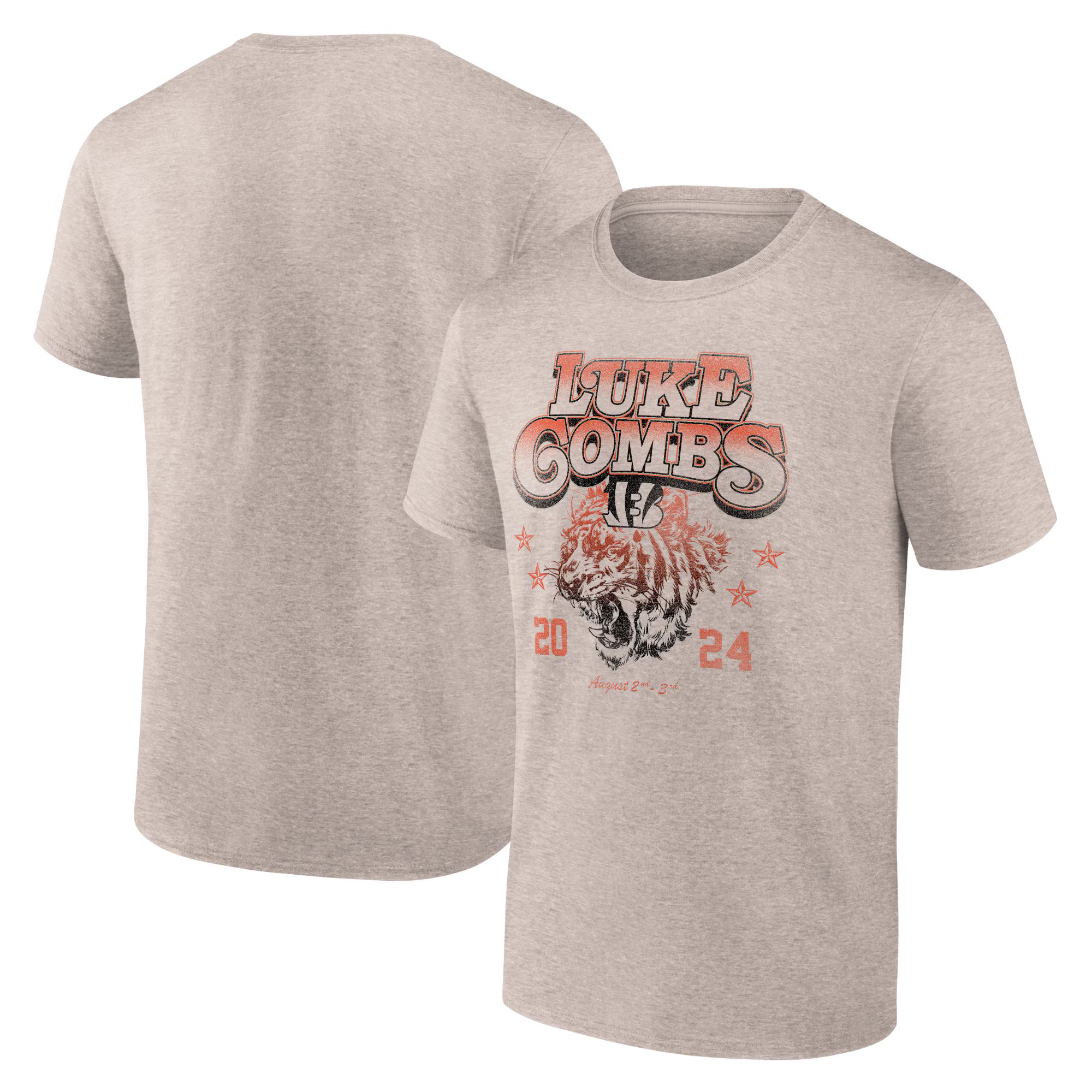 Luke Combs x Cincinnati Bengals Fanatics Branded Growin' Up and Gettin' Old Tour T-Shirt - Tan | Fanatics