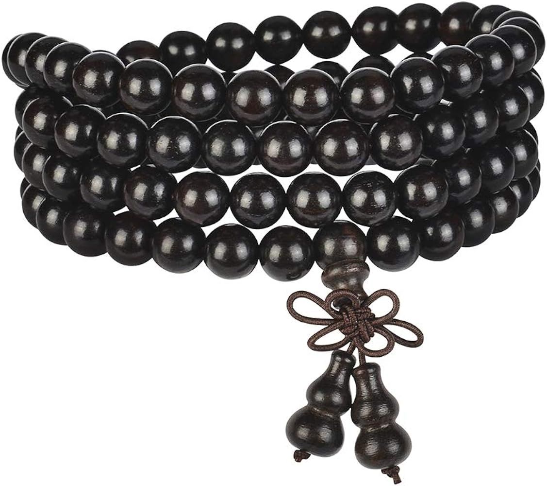 anzhongli Mala Beads Bracelet 108 8mm Prayer Meditation Sandalwood Elastic | Amazon (US)
