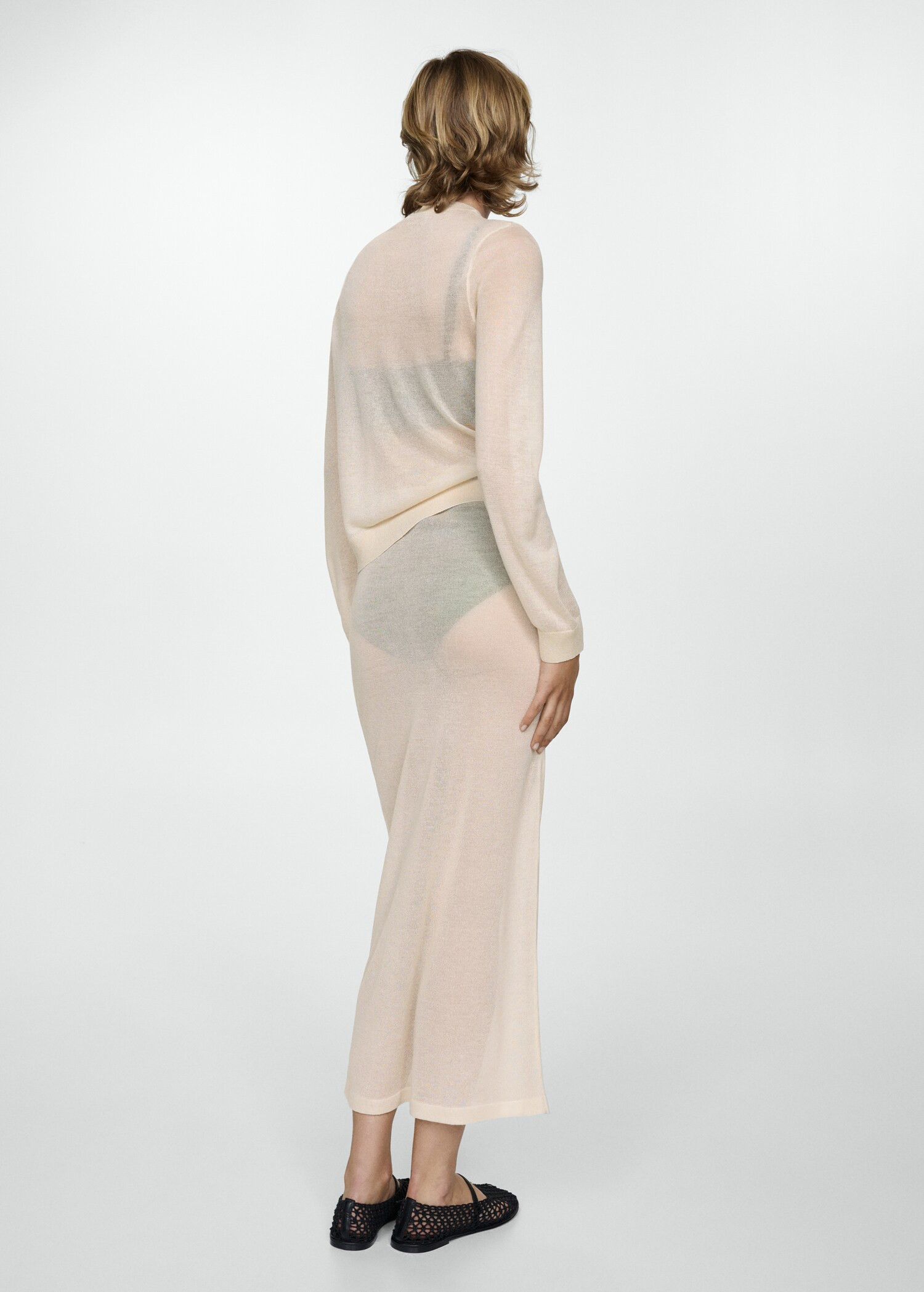 Semi-transparent knitted skirt - Woman | MANGO USA | MANGO (US)
