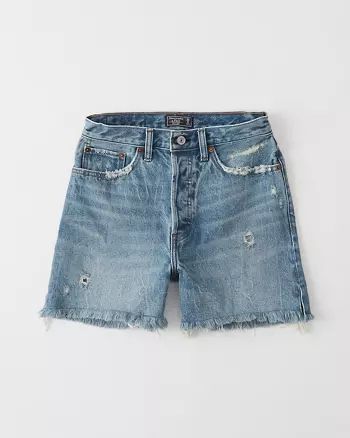 High Rise Mid-Length Denim Shorts | Abercrombie & Fitch US & UK