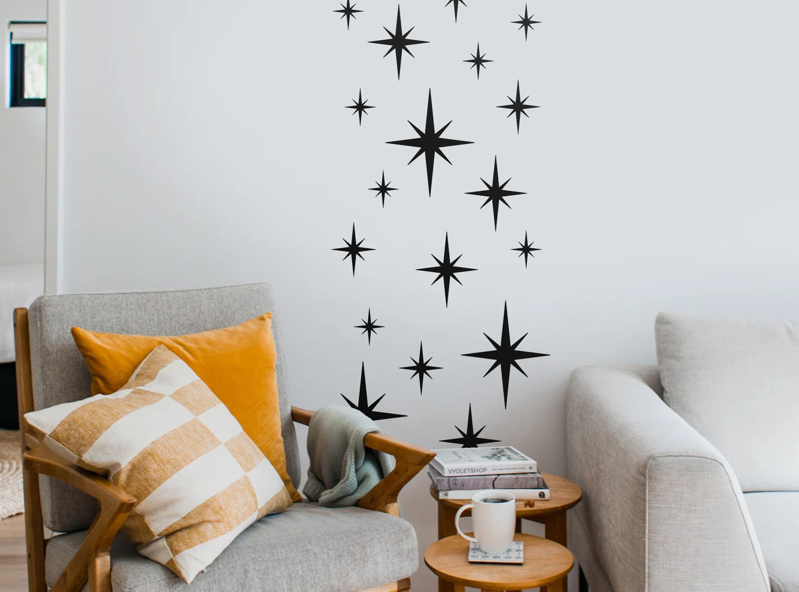 Starburst Wall Decals - Retro Wall Decal - Set of 35 Stars - Home Decor - Retro Starburst Wall De... | Etsy (US)