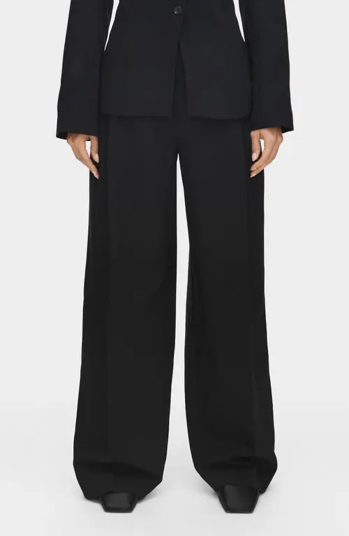 ALIGNE Genevieve Wool Blend Wide Leg Pants in Black at Nordstrom, Size 10 | Nordstrom