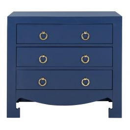 Asian Style 3 Drawer Chest in Blue | The Well Appointed House, LLC