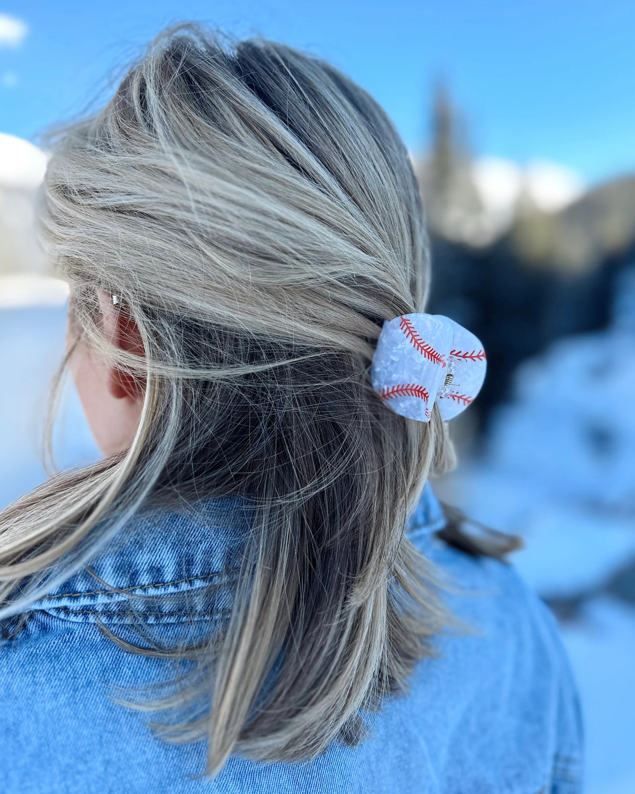 Pearlized Baseball Medium Hair Clip | Live Love Gameday®