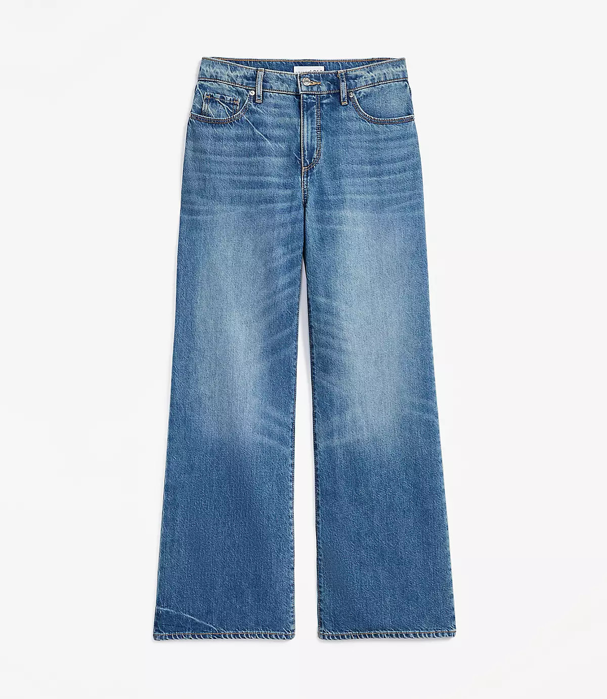 Mid Rise Wide Leg Jeans in Classic Mid Wash | LOFT