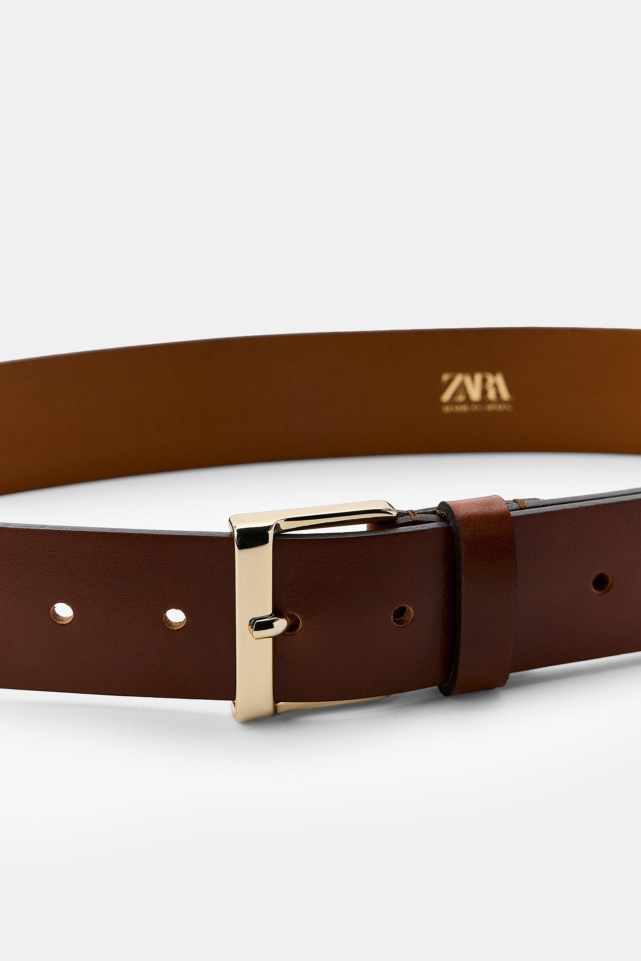SQUARE BUCKLE LEATHER BELT | Zara US