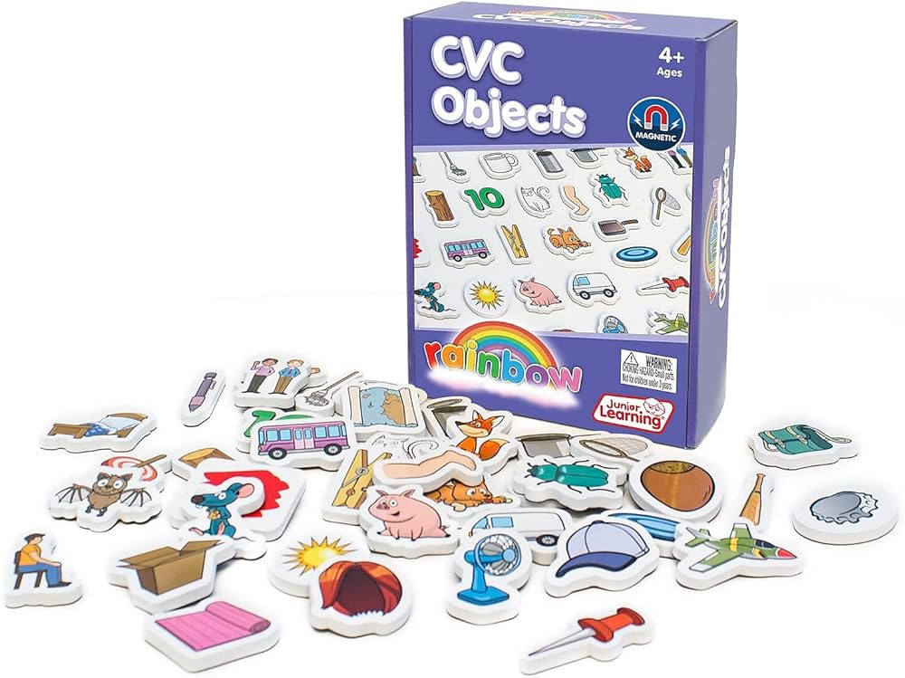 Junior Learning Rainbow CVC Objects Magnetic Foam Set, 40 Pieces, Ages 4-5, Phonics, Pre K-K | Amazon (US)