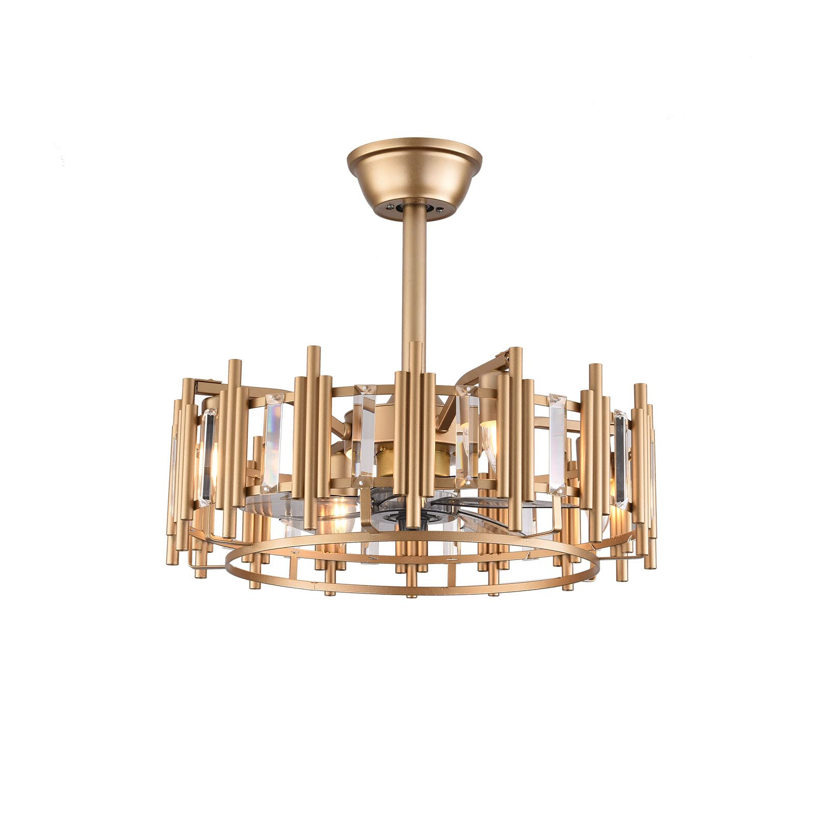 20" Gold Fandelier Ceiling Fan with LED Light Remote control, 3-Speed Quiet Enclosed Fandelier Go... | Amazon (US)