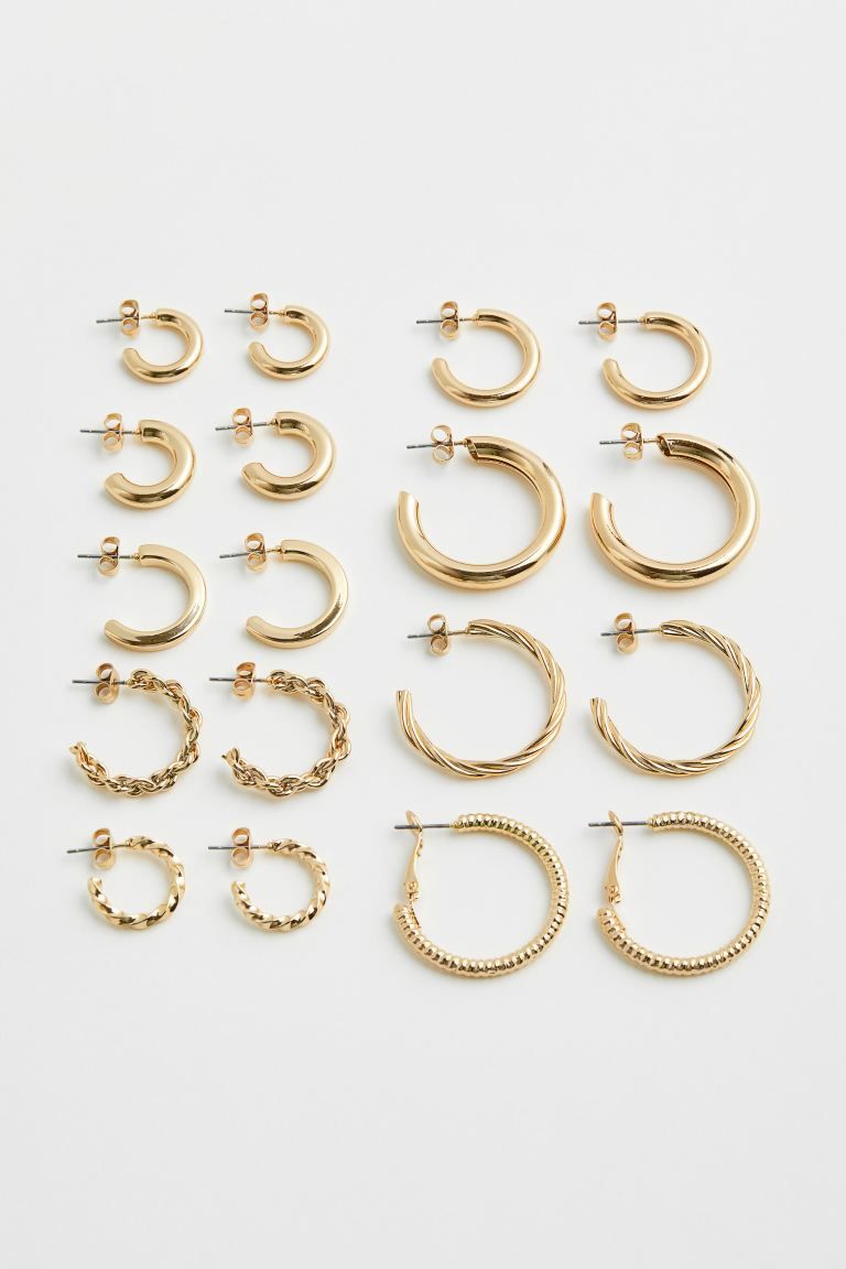 9 Pairs Hoop Earrings | H&M (US)