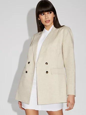 metallic double-breasted jacket - gabrielle union collection | New York & Company