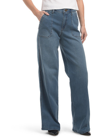 Ab Technology Skyrise Porkchop Pockets Wide Leg Jeans | TJ Maxx